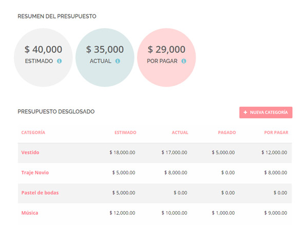 Herramienta para el control de presupuesto